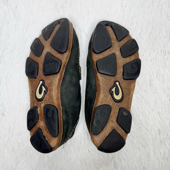 OLUKAI / Moloa black waxed leather slip on loafer shoes / 10 - Picture 9 of 10